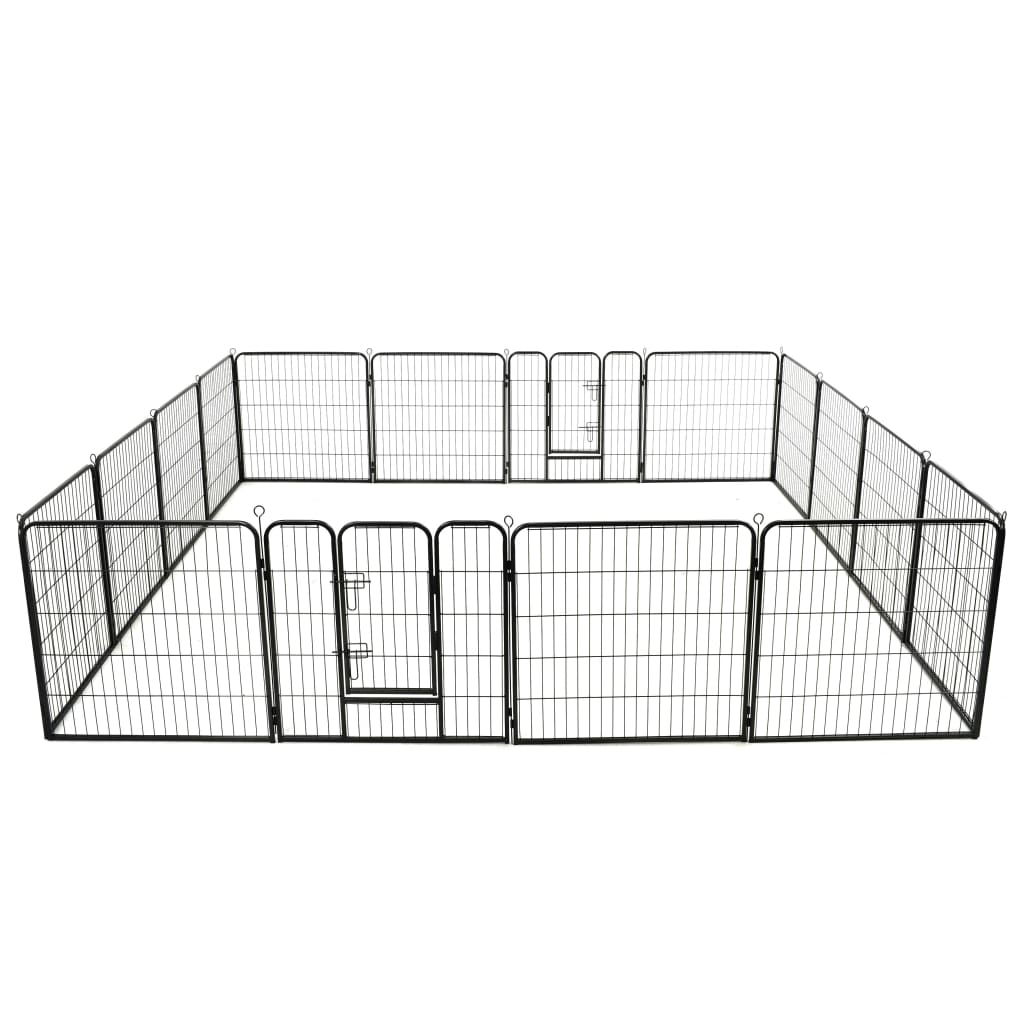 Hondenren met 8 panelen 80x100 cm staal zwart