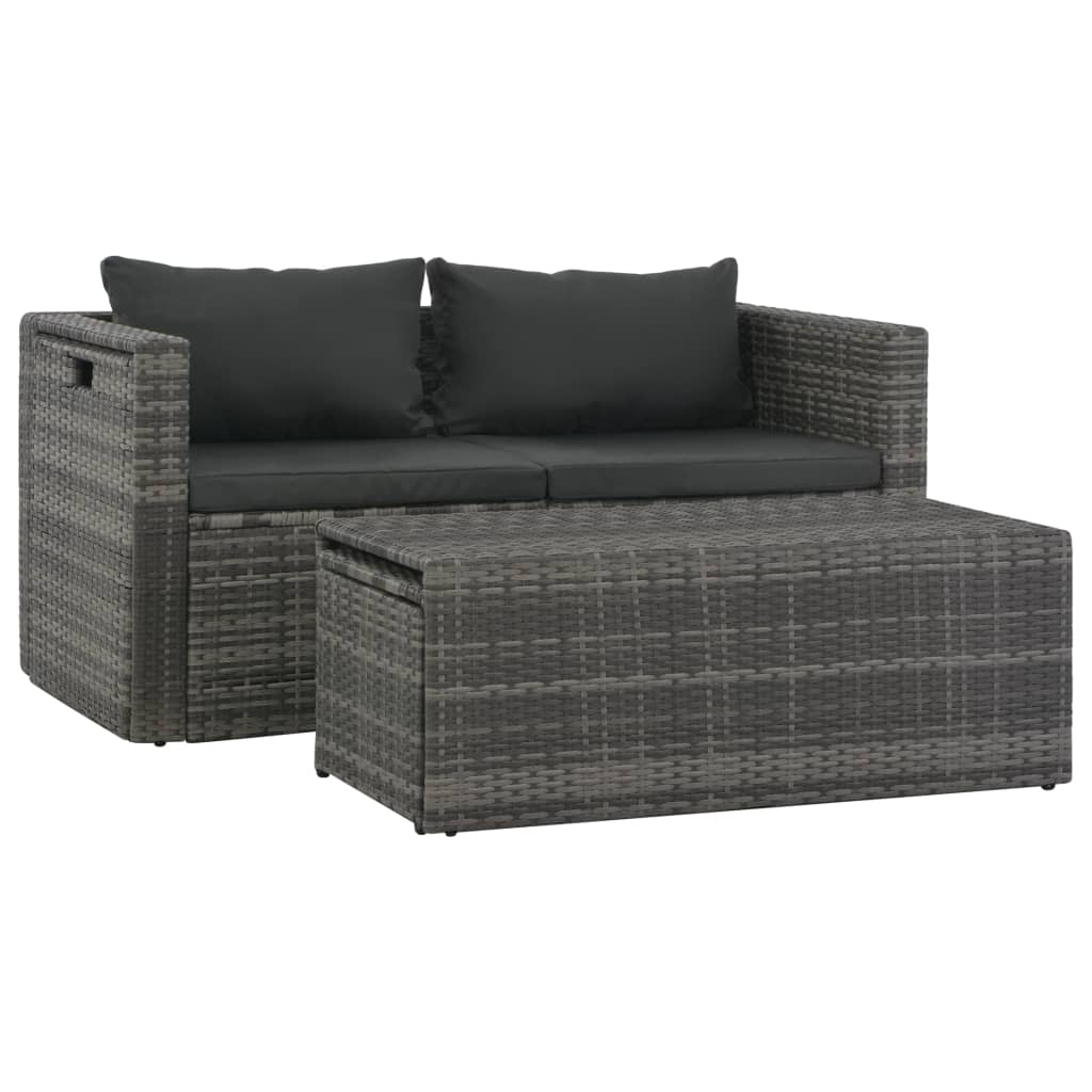 6-delige Loungeset met kussens poly rattan