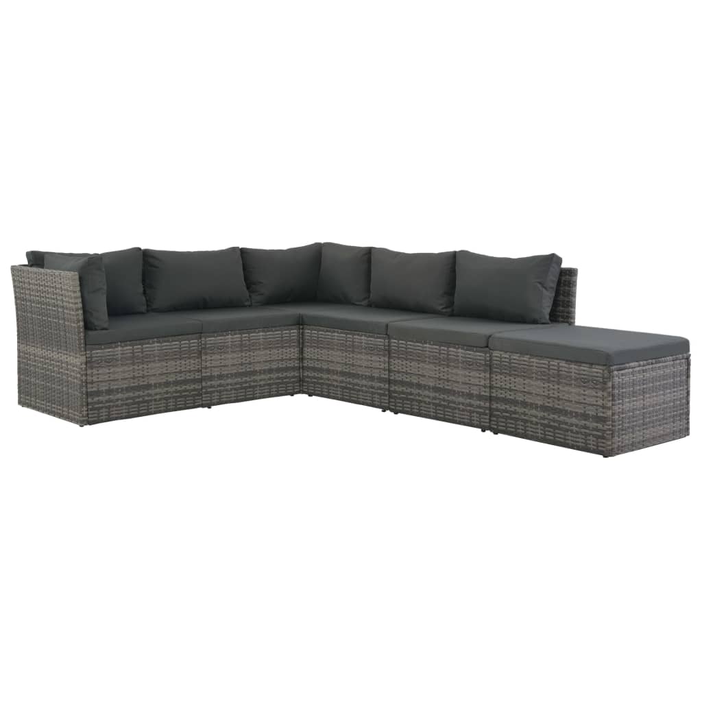 4-delige Loungeset met kussens poly rattan