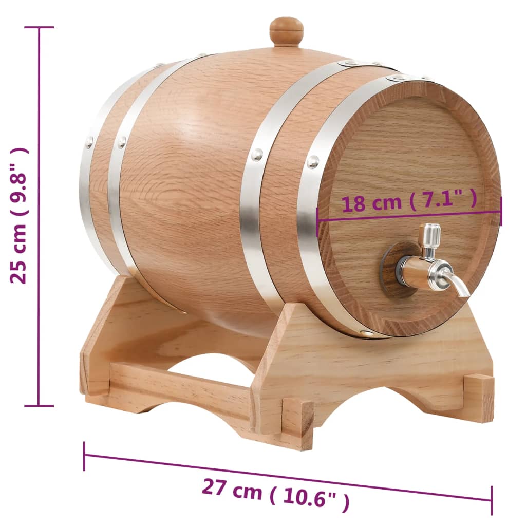 Wijnvat met kraantje 6 L massief eikenhout