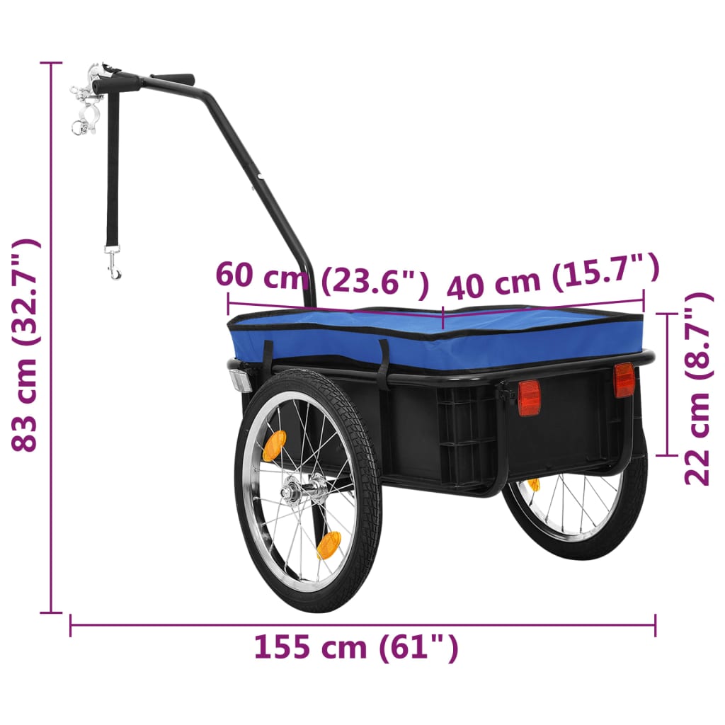 Fietstrailer/trekwagen 155x60x83 cm staal