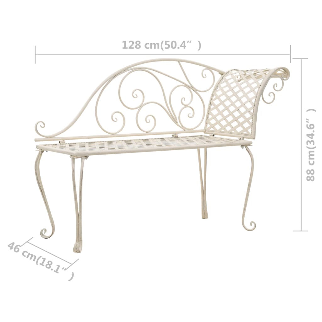 Chaise longue 128 cm staal antiekbruin