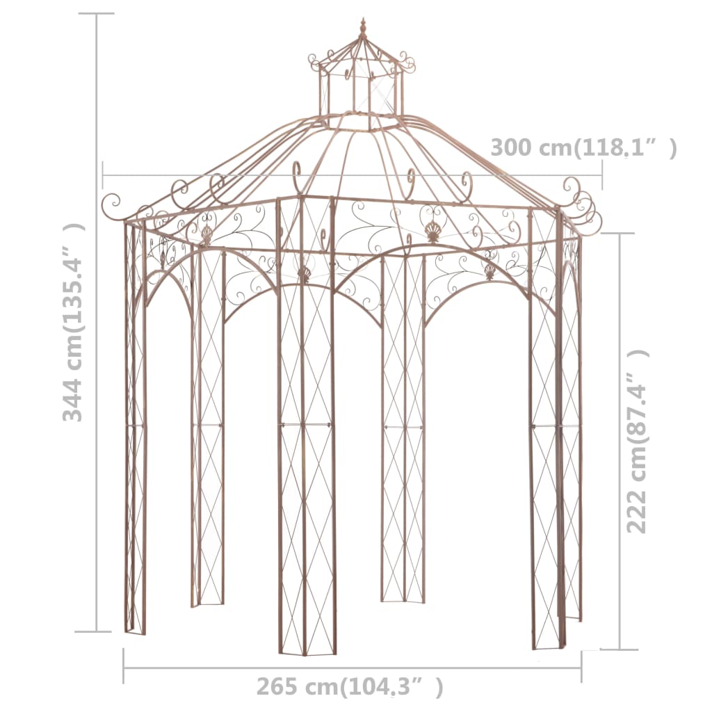 Tuinpaviljoen 3 m ijzer antiekbruin