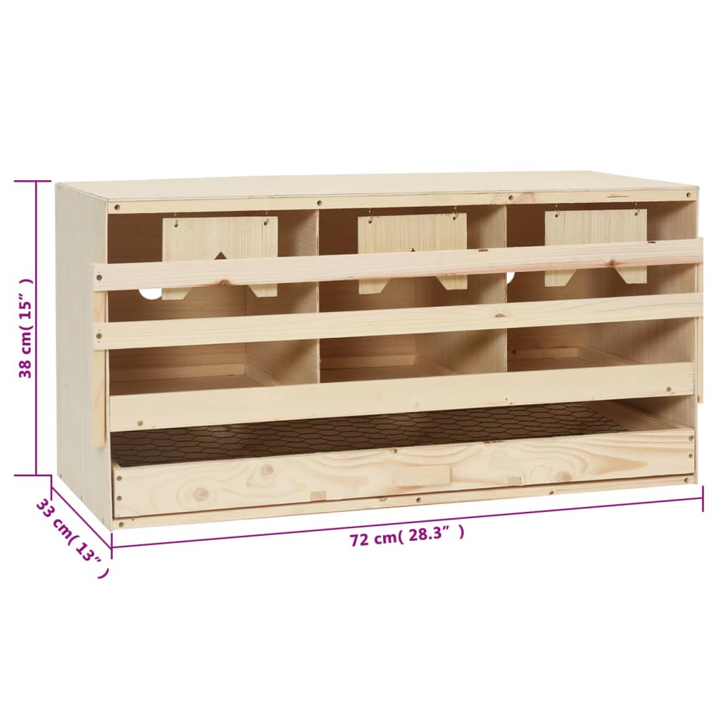 Kippenlegkast 2 compartimenten 63x40x45 cm massief grenenhout