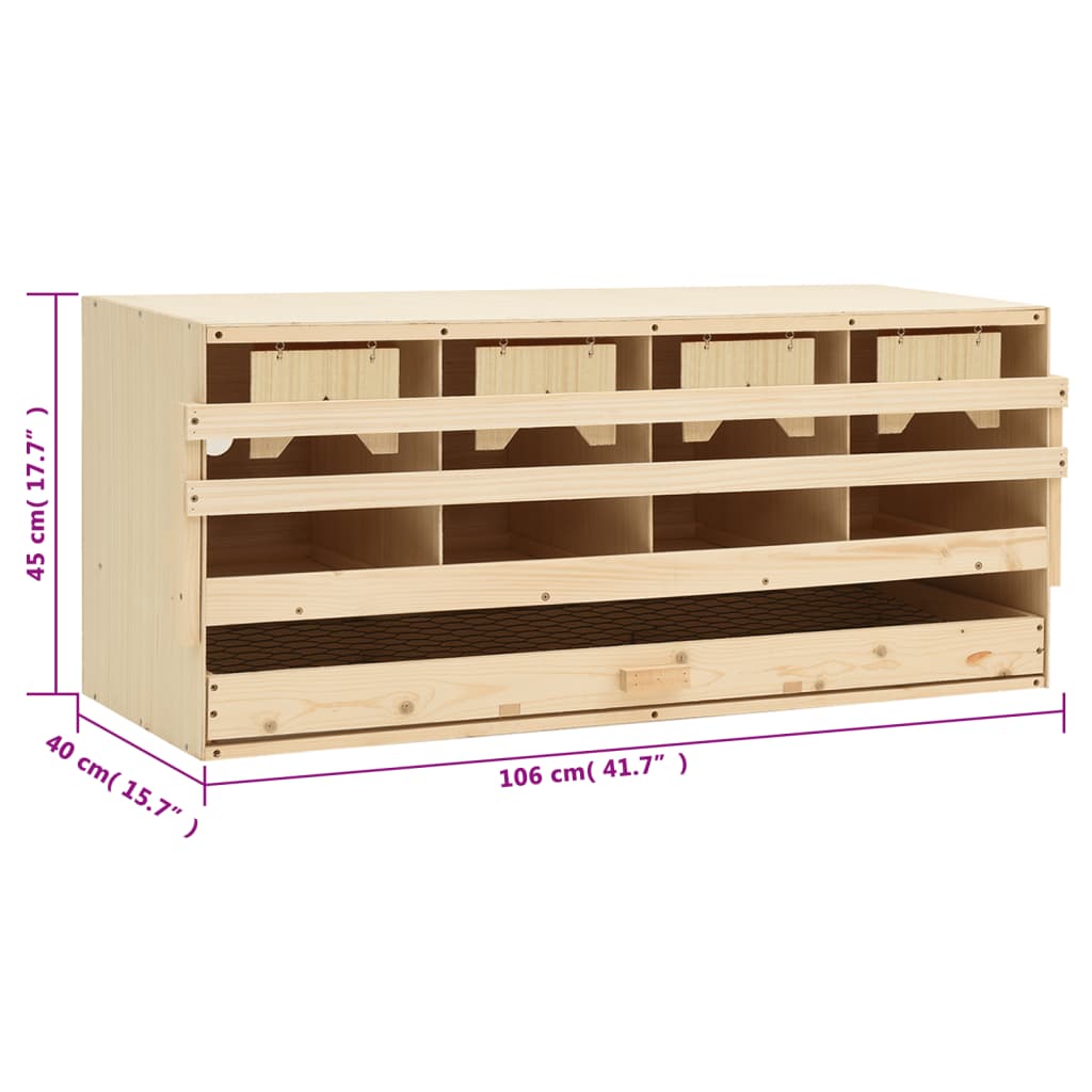 Kippenlegkast 3 compartimenten 72x33x38 cm massief grenenhout