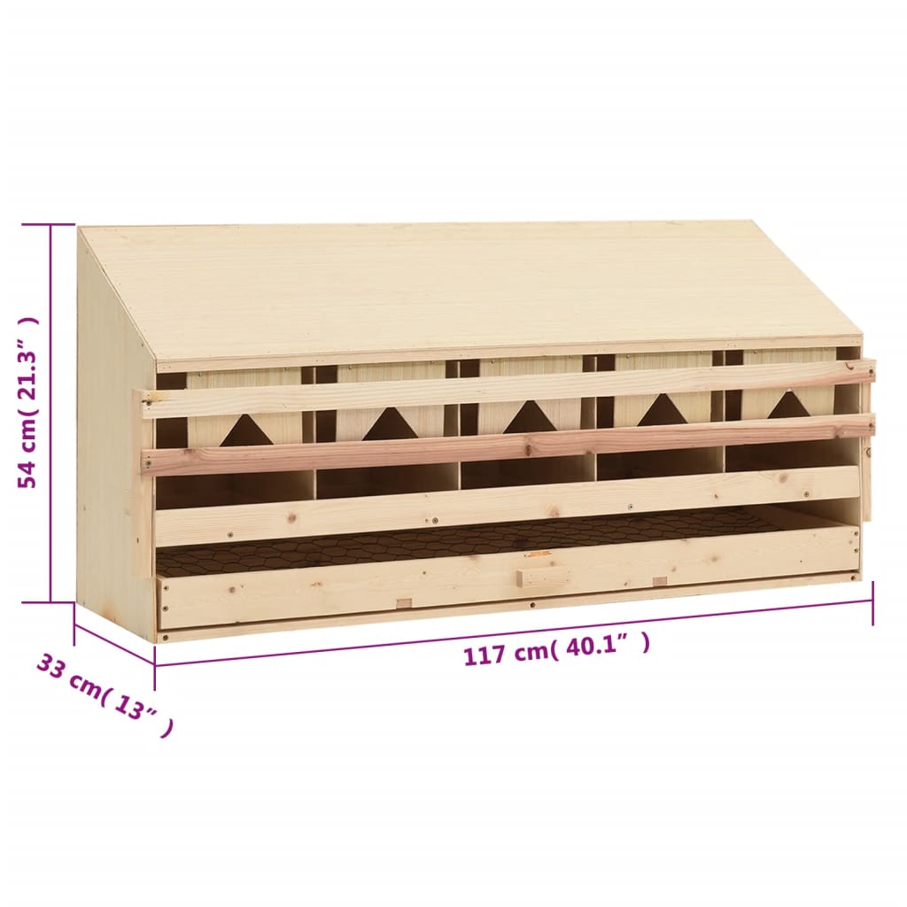 Kippenlegkast 3 compartimenten 72x33x38 cm massief grenenhout