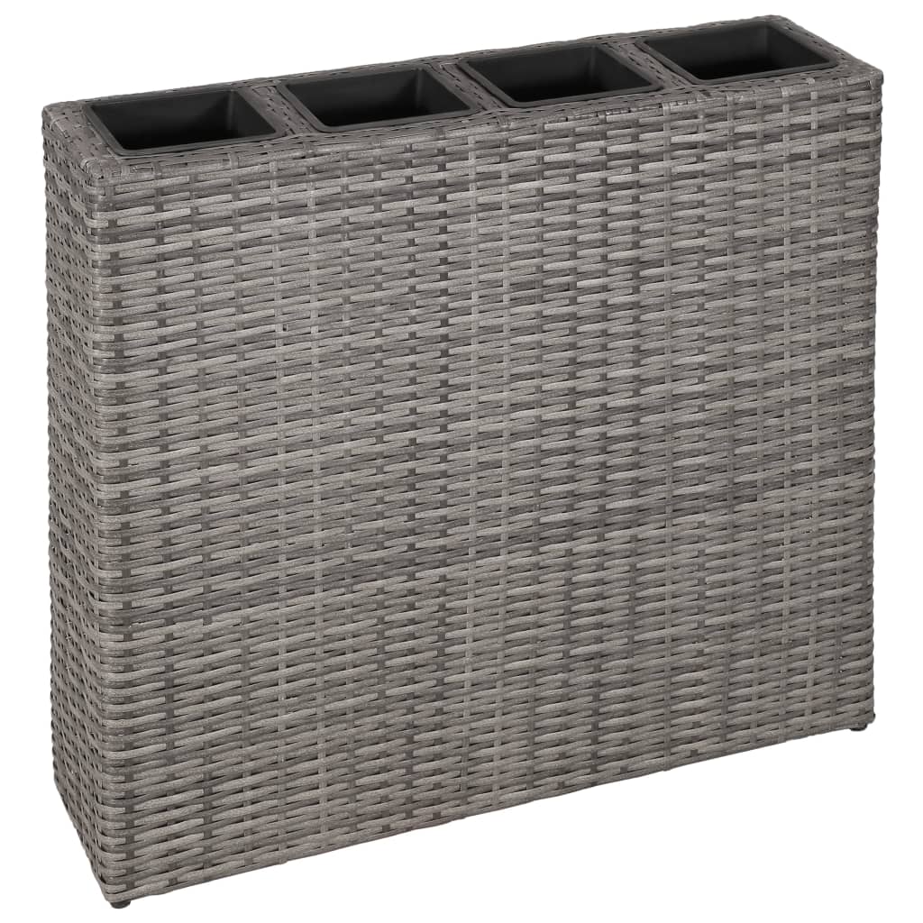 Plantenbak verhoogd met 4 potten poly rattan