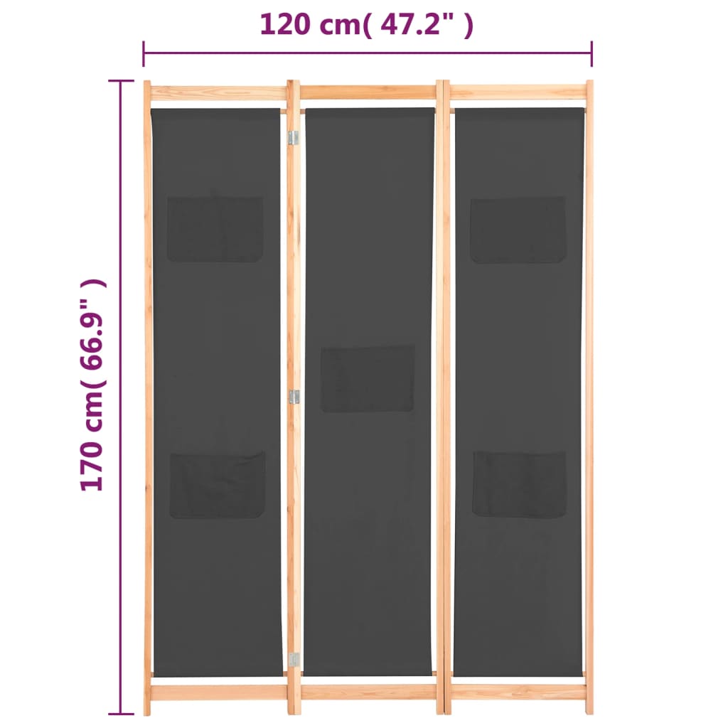 Kamerscherm met 5 panelen 200x170x4 cm stof