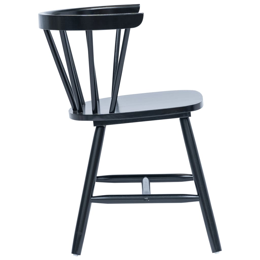 Eetkamerstoelen 4 st massief rubberwood zwart