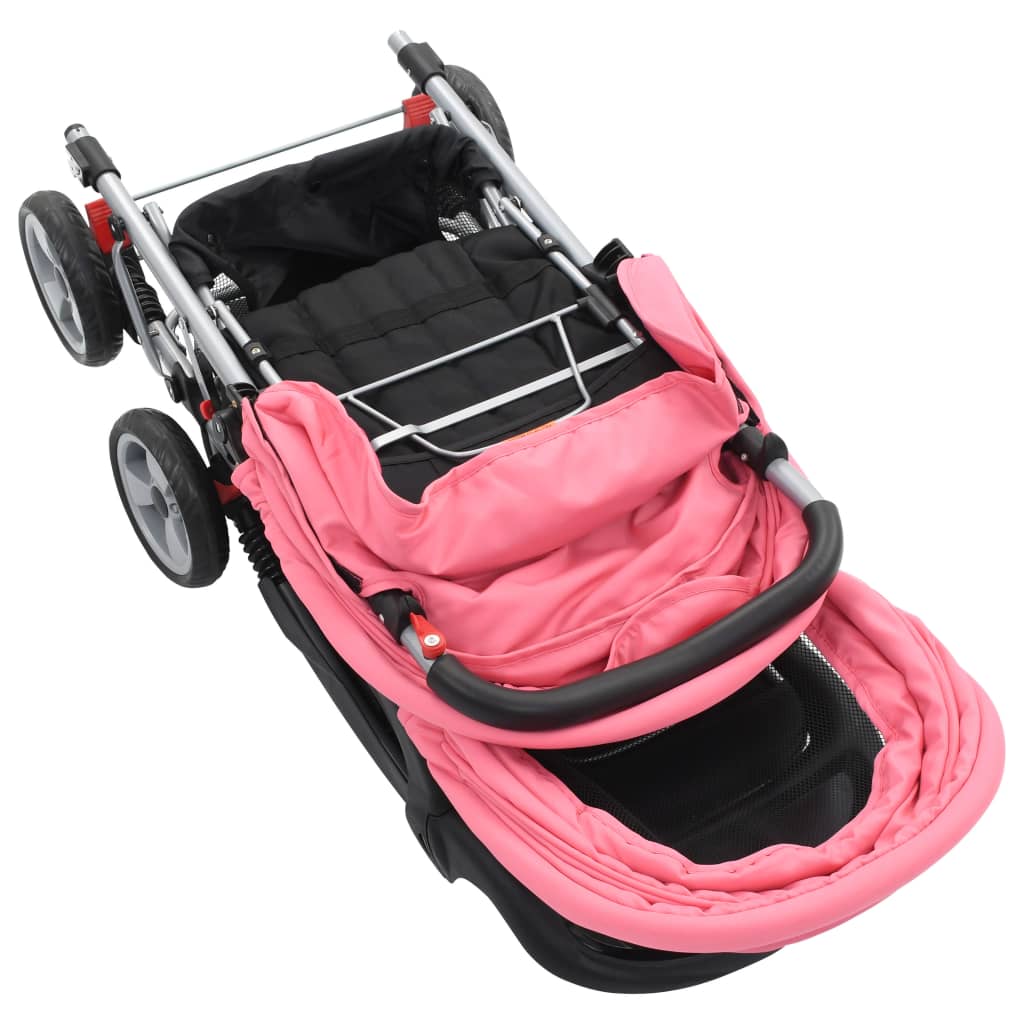 Kinderwagen dubbel staal en zwart