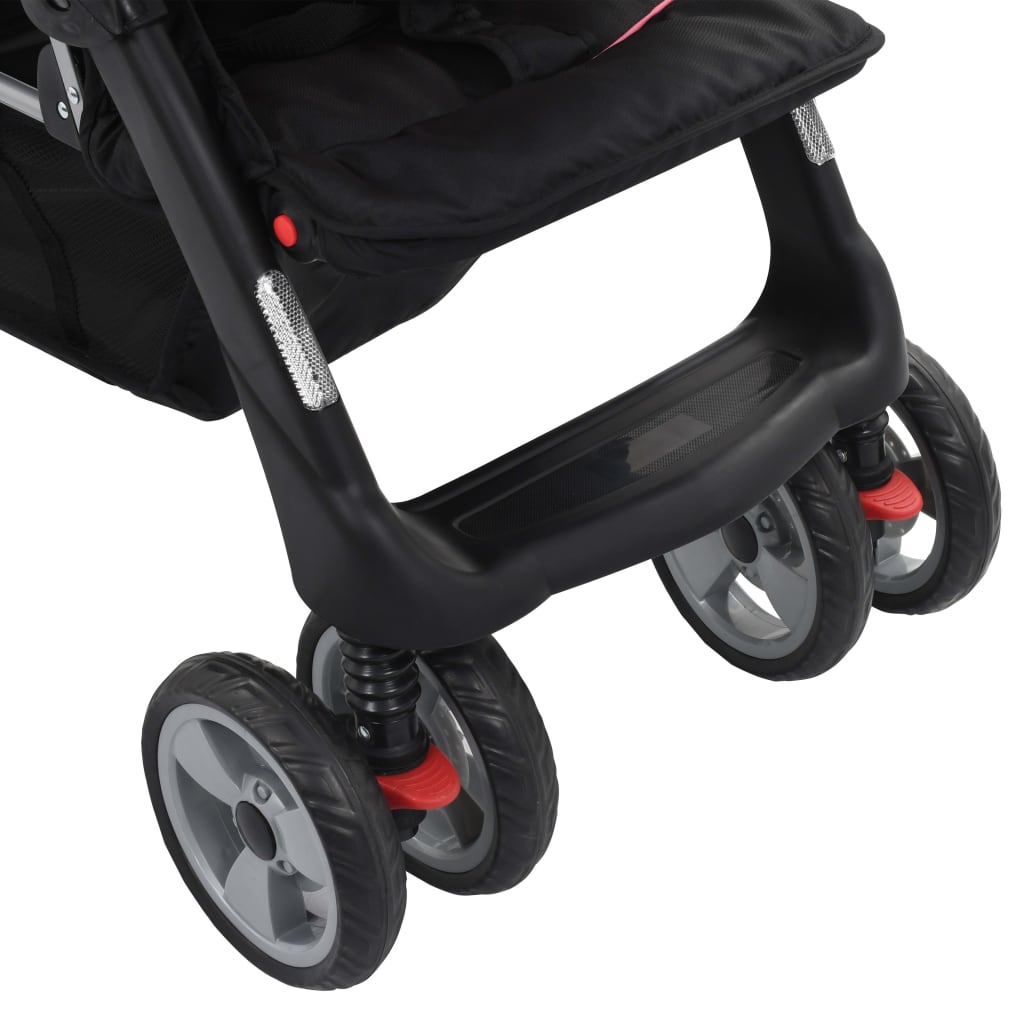 Kinderwagen dubbel staal en zwart