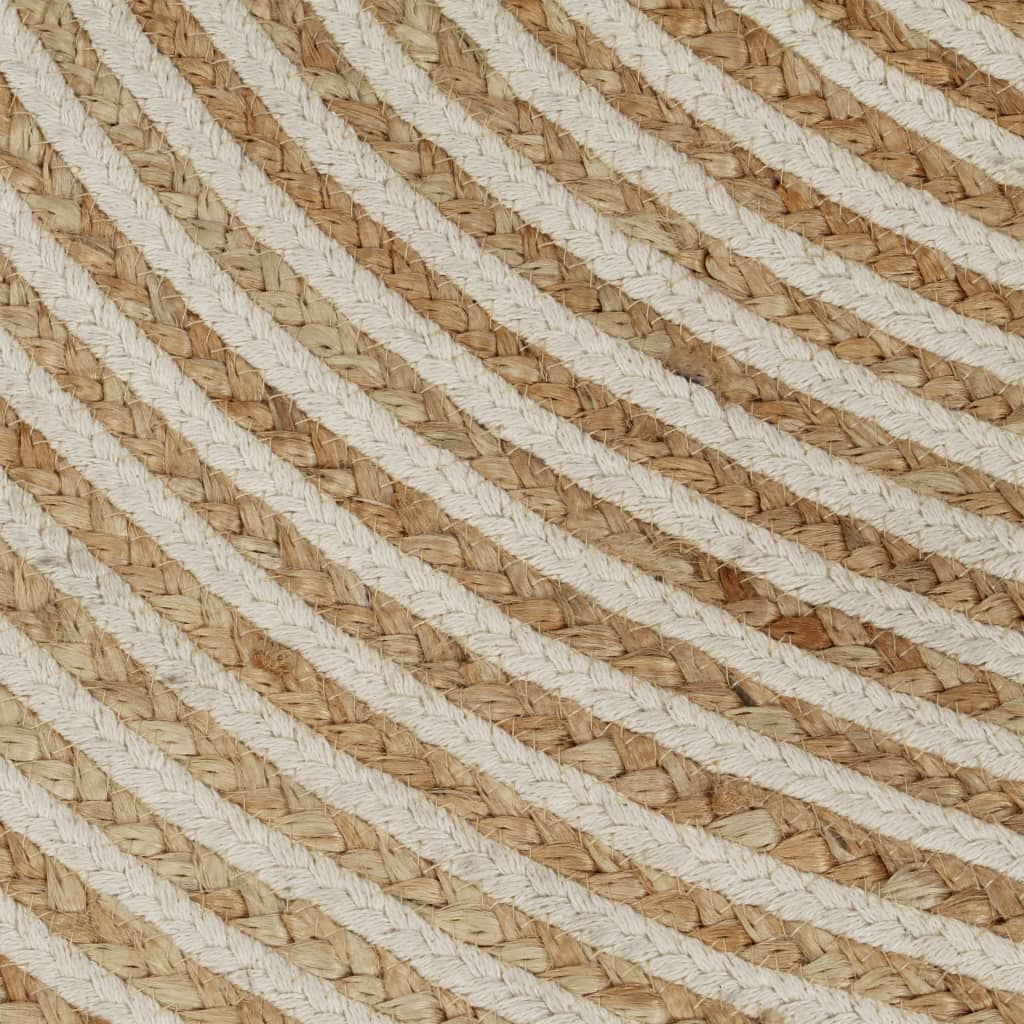 Vloerkleed handgemaakt met spiraal ontwerp 120 cm jute zwart