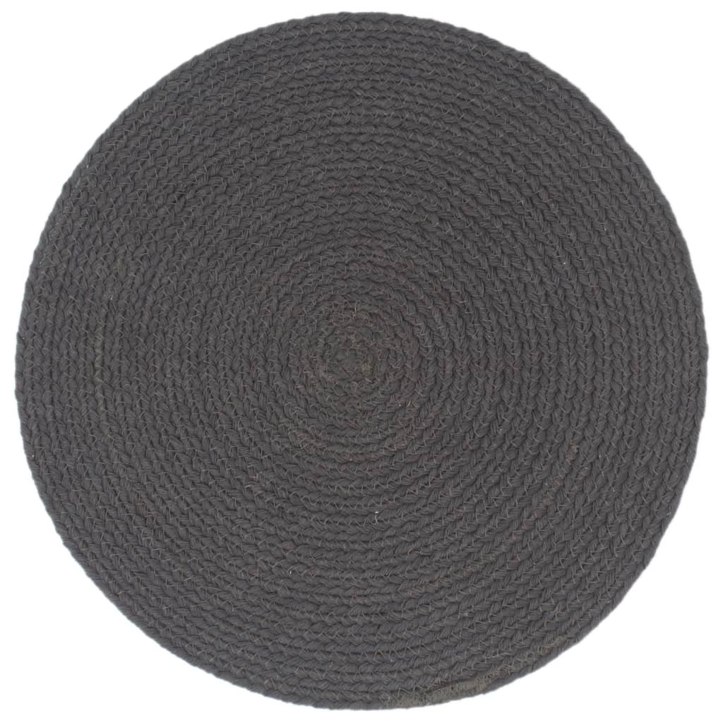 Placemats 4 st rond 38 cm katoen effen