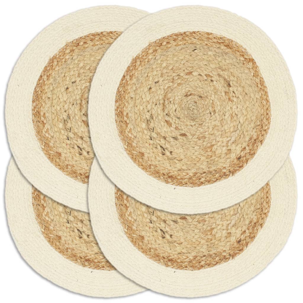 Placemats 4 st rond 38 cm katoen effen