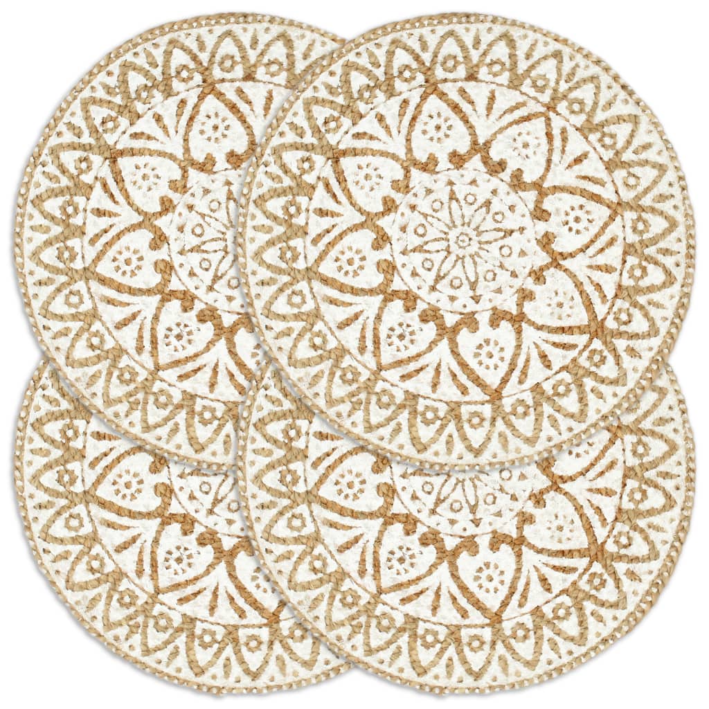 Placemats 4 st rond 38 cm katoen effen