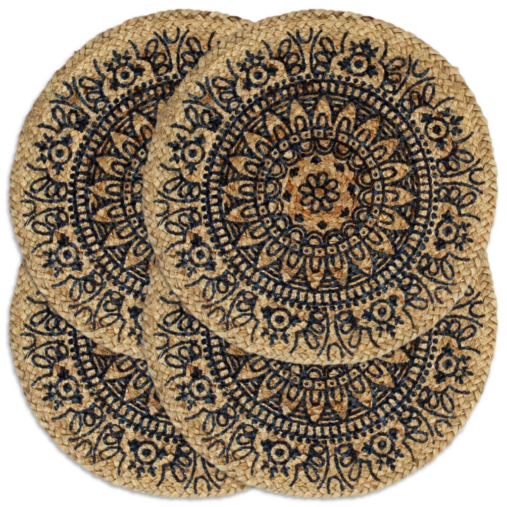 Placemats 4 st rond 38 cm katoen effen