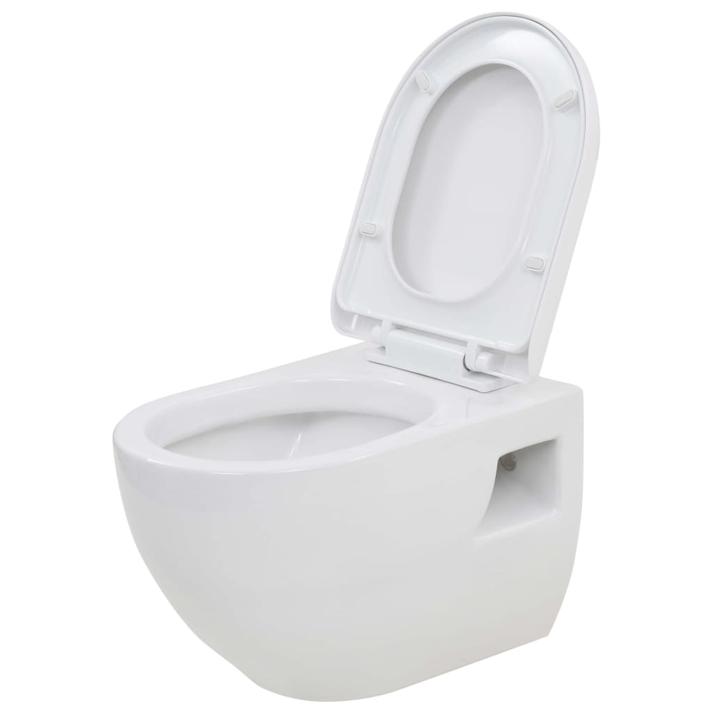 Hangend toilet met verborgen stortbak keramiek