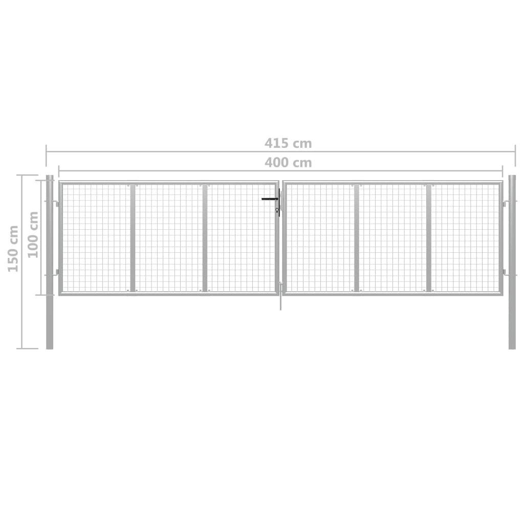 Poort 415x125 cm gegalvaniseerd staal zilverkleurig