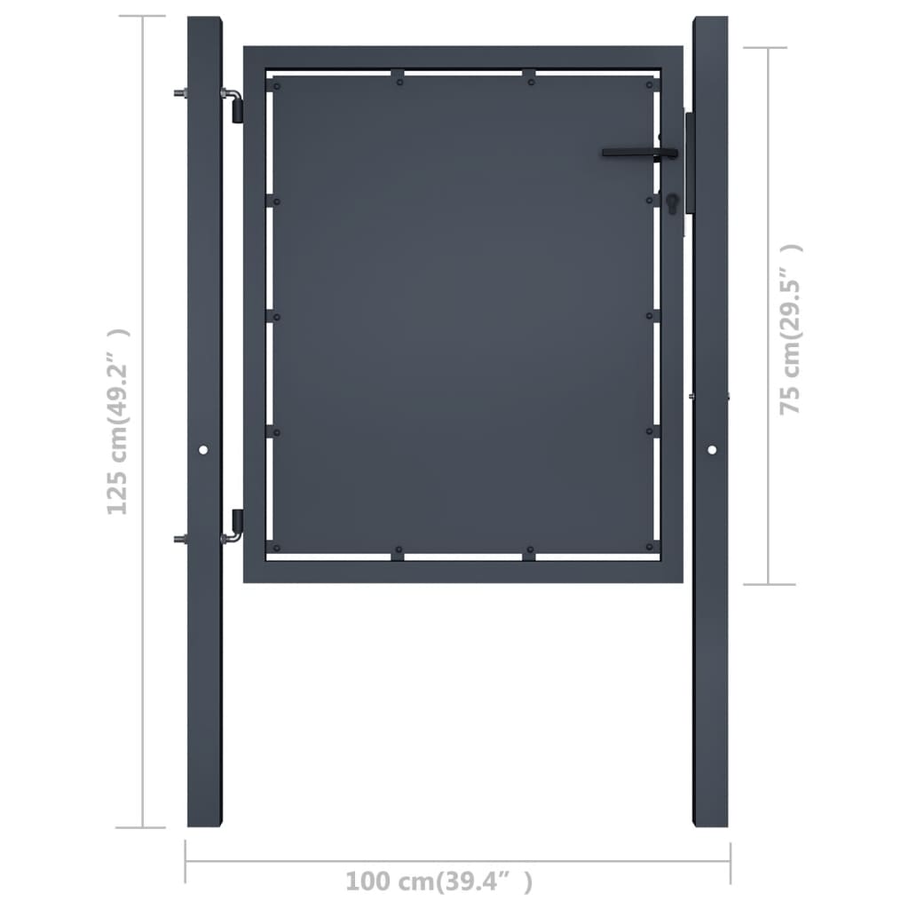 Poort 300x125 cm staal antraciet