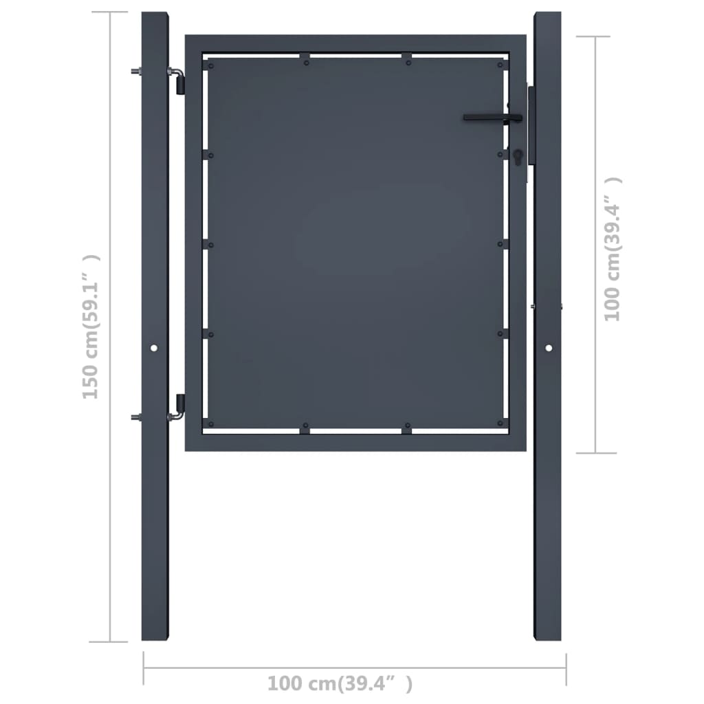 Poort 300x125 cm staal antraciet