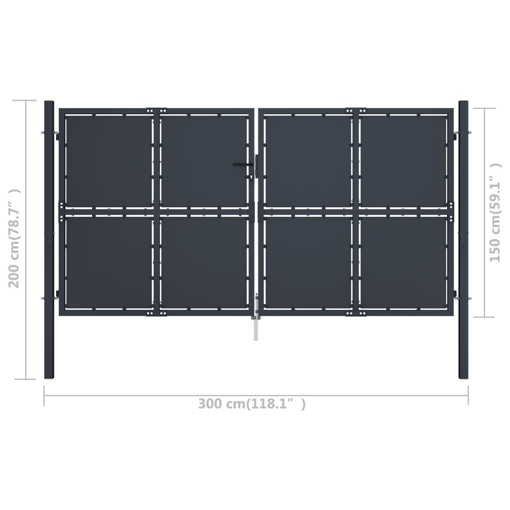 Poort 300x125 cm staal antraciet