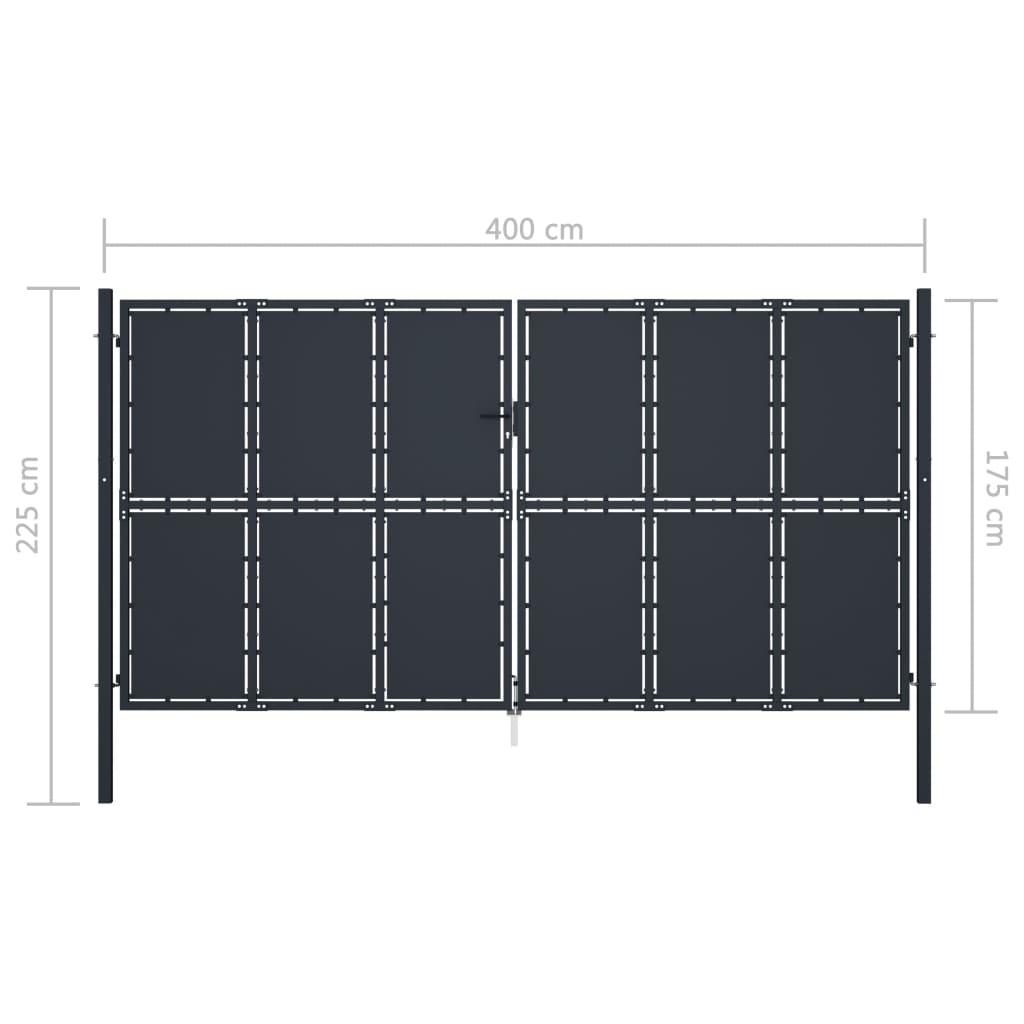 Poort 300x125 cm staal antraciet