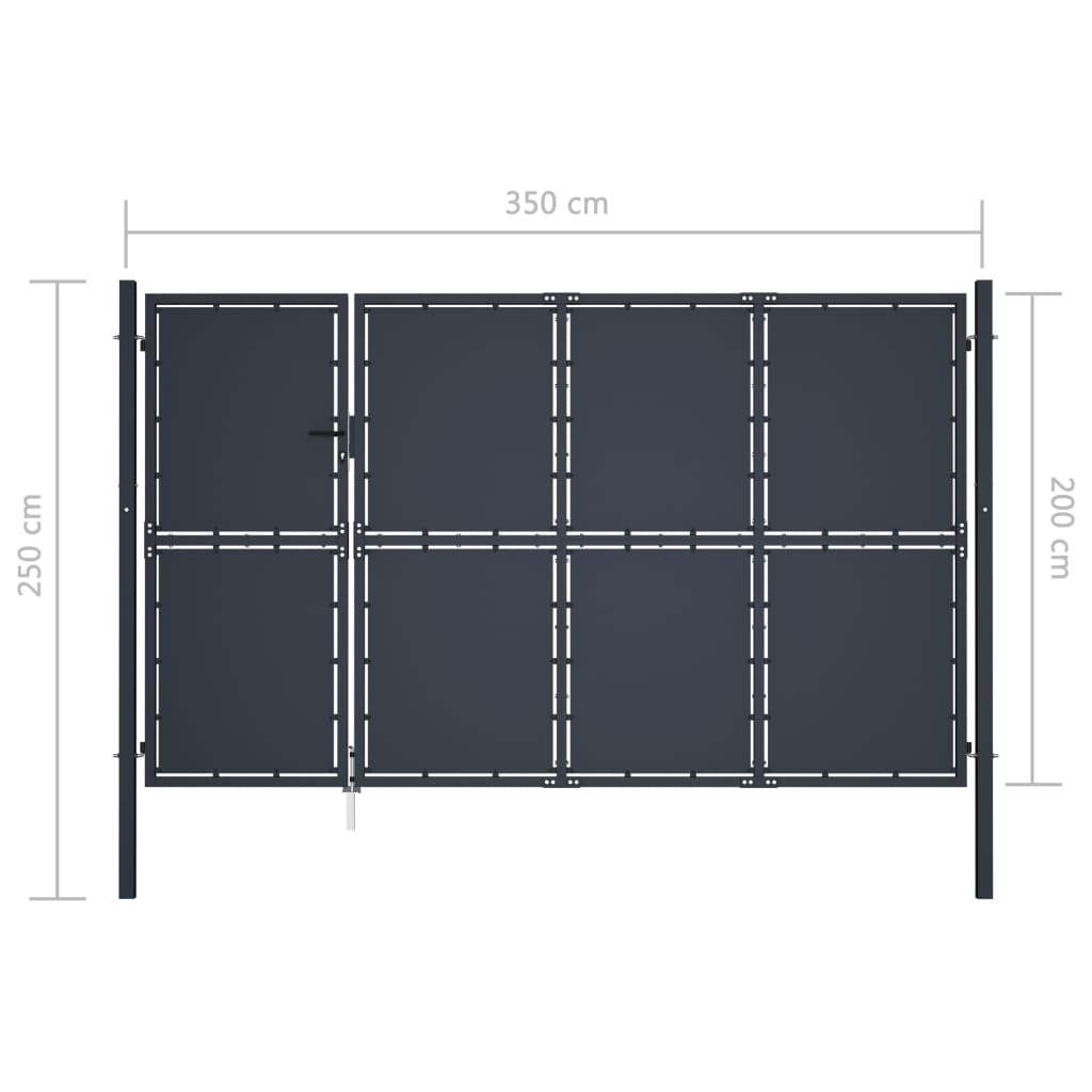 Poort 300x125 cm staal antraciet