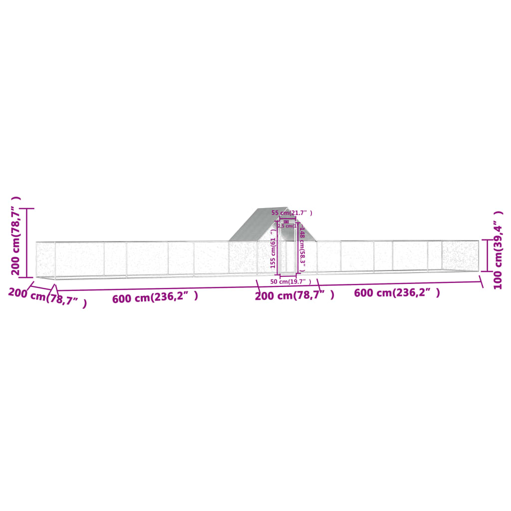 Kippenren 9x1x1,5 m gegalvaniseerd staal