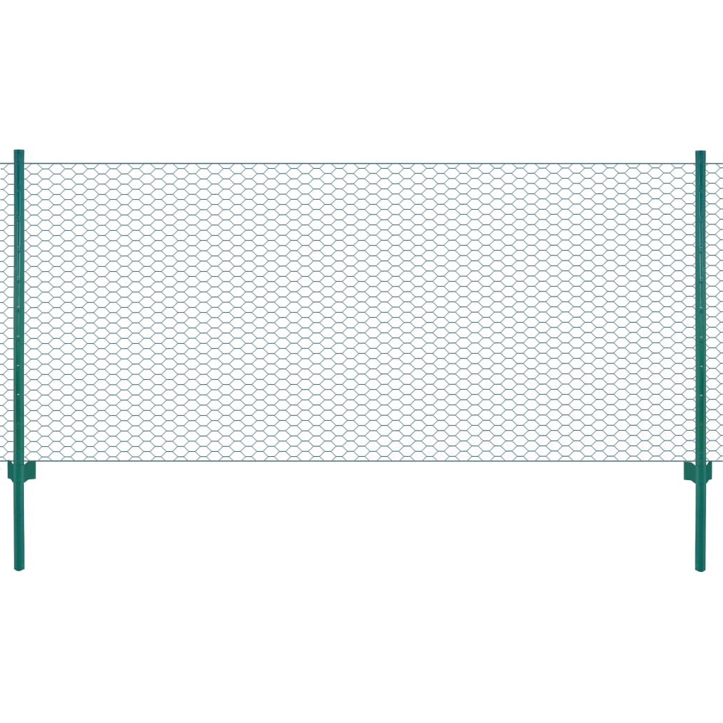 Draadgaashek met palen 25x0,75 m staal groen