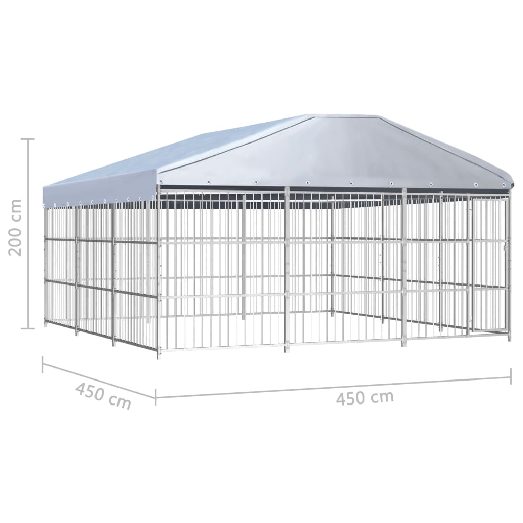 Hondenkennel voor buiten met dak 450x450x200 cm