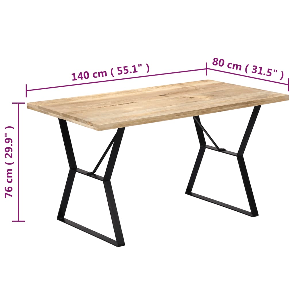 Eettafel 120x60x76 cm massief mangohout