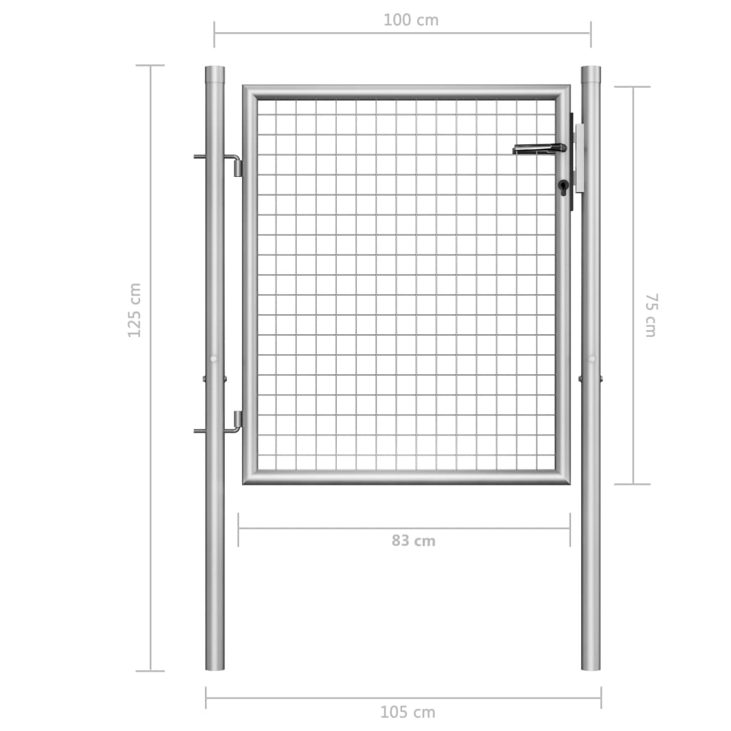 Poort 306x150 cm gegalvaniseerd staal zilverkleurig