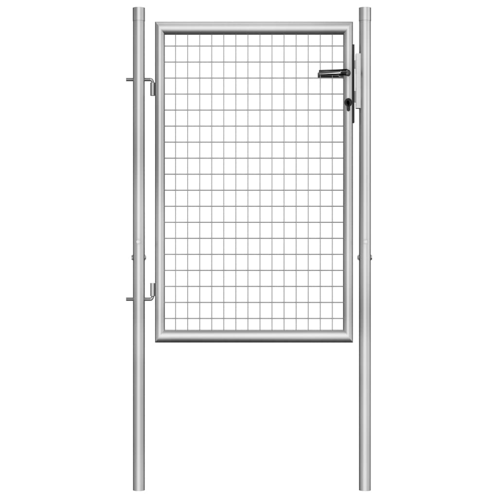 Poort 105x225 cm gegalvaniseerd staal zilverkleurig