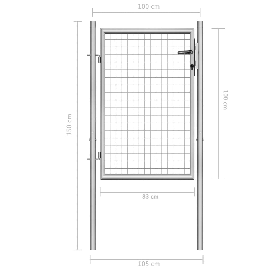 Poort 105x225 cm gegalvaniseerd staal zilverkleurig