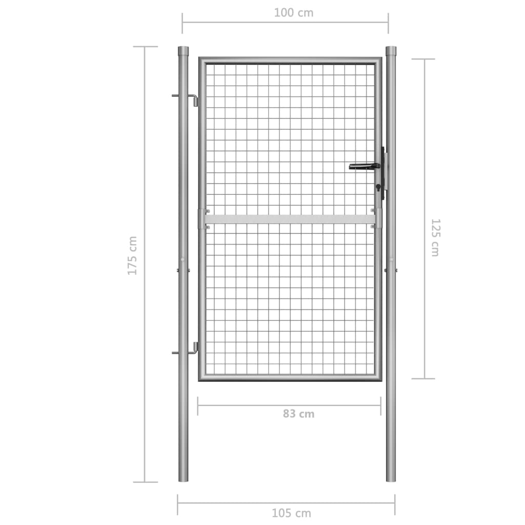 Poort 306x150 cm gegalvaniseerd staal zilverkleurig