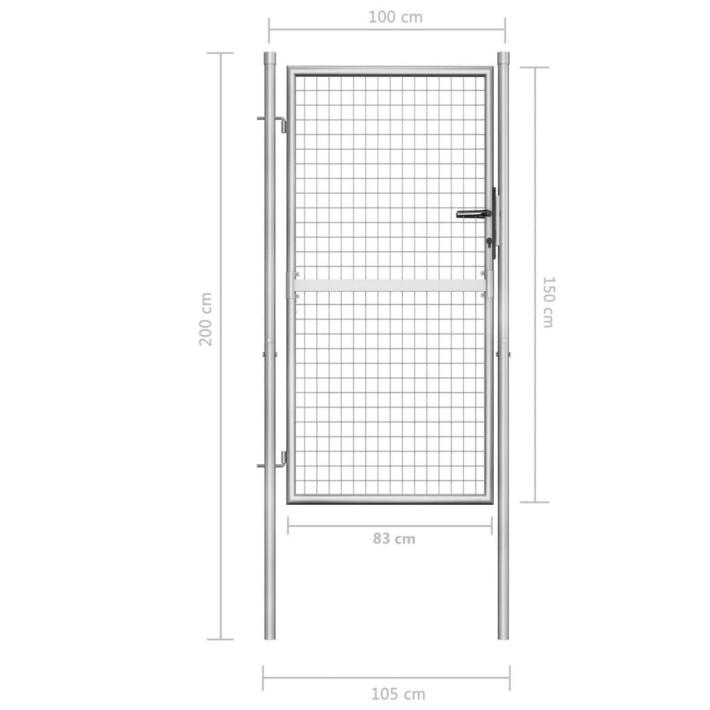 Poort 105x225 cm gegalvaniseerd staal zilverkleurig