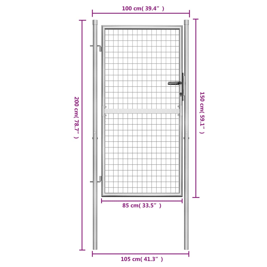 Poort 306x150 cm gegalvaniseerd staal zilverkleurig