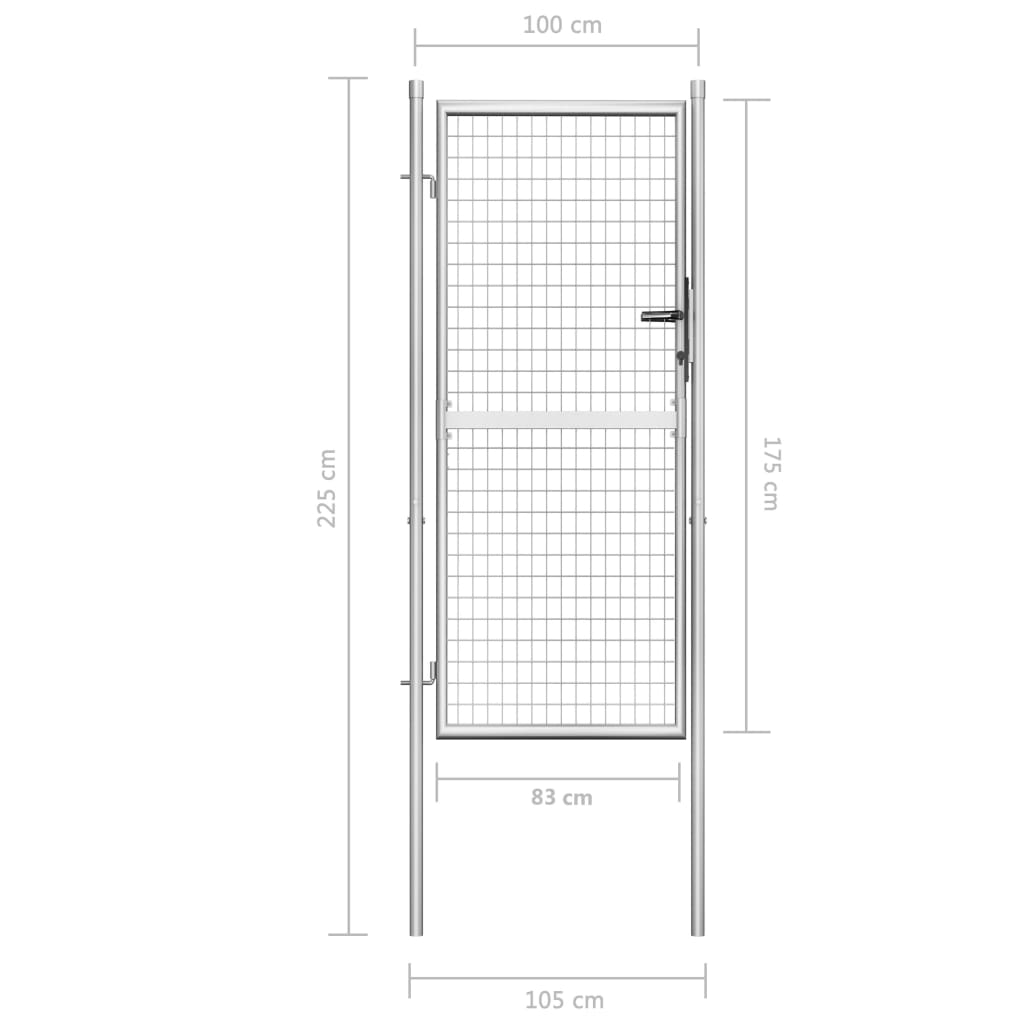 Poort 306x150 cm gegalvaniseerd staal zilverkleurig