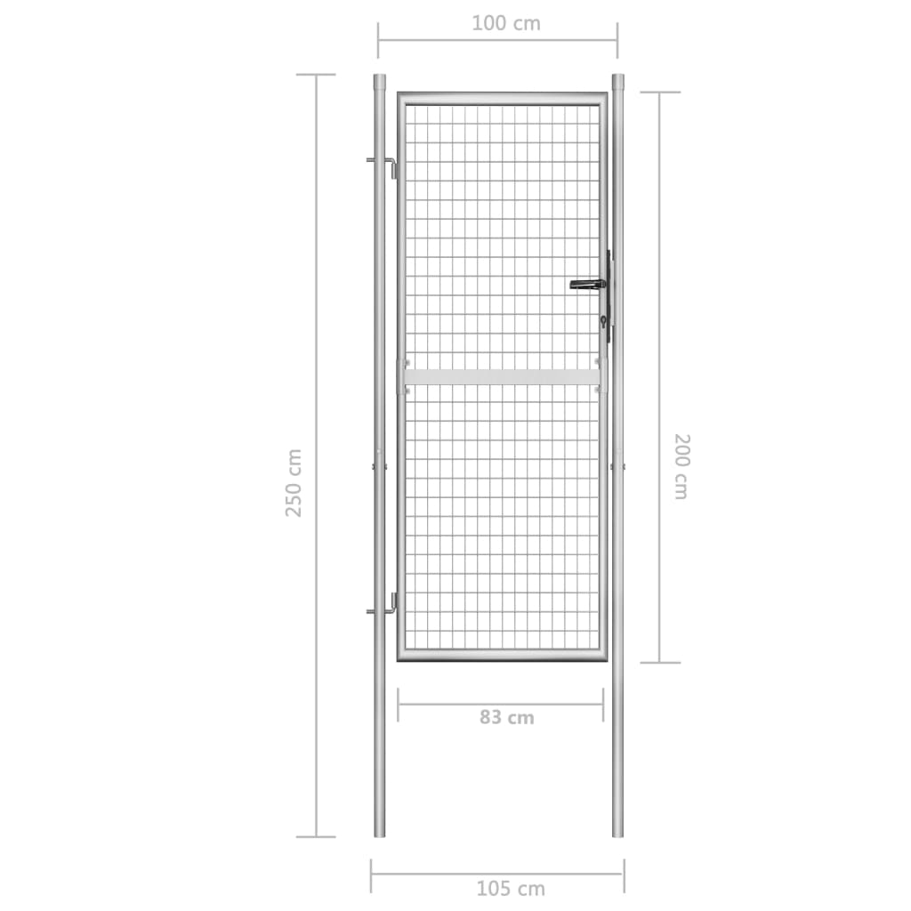 Poort 105x225 cm gegalvaniseerd staal zilverkleurig