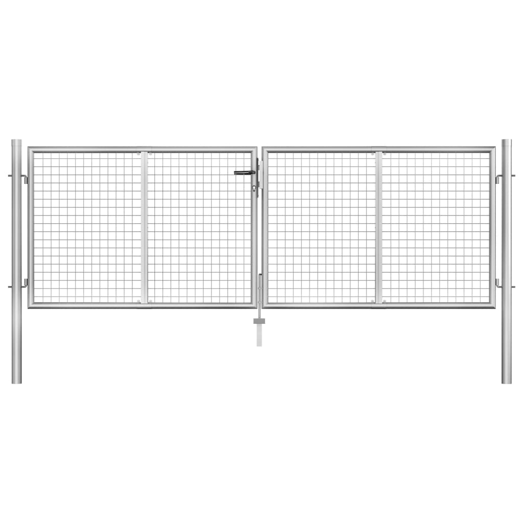 Poort 105x225 cm gegalvaniseerd staal zilverkleurig