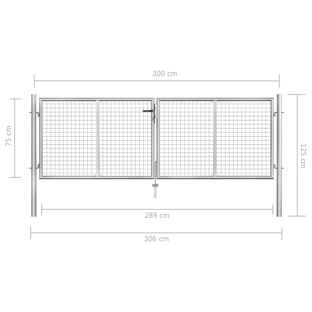 Poort 105x225 cm gegalvaniseerd staal zilverkleurig