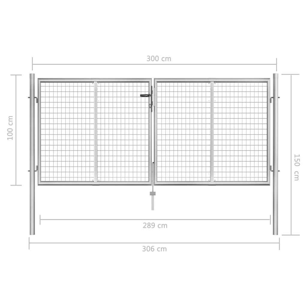 Poort 105x225 cm gegalvaniseerd staal zilverkleurig