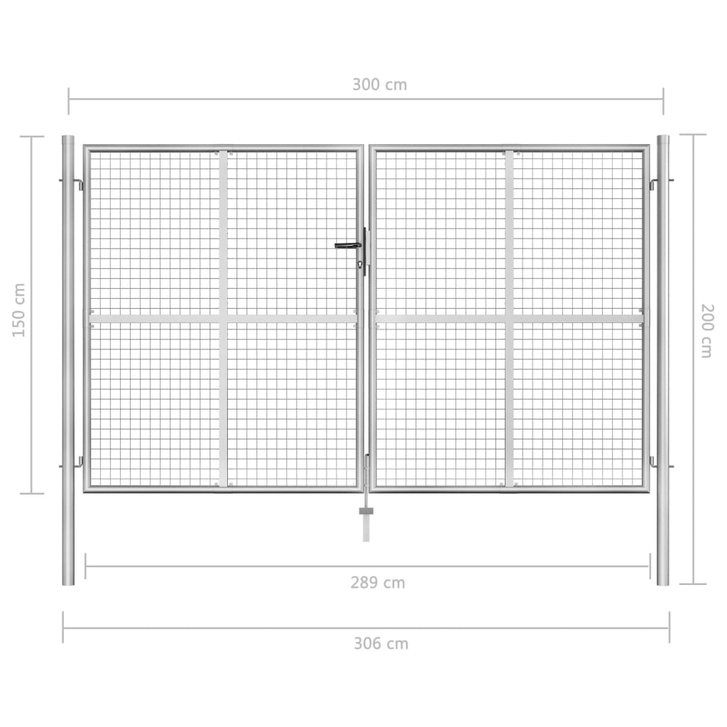 Poort 105x225 cm gegalvaniseerd staal zilverkleurig