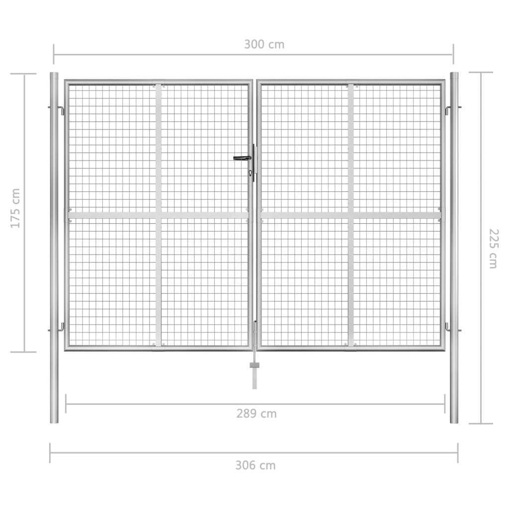 Poort 105x225 cm gegalvaniseerd staal zilverkleurig