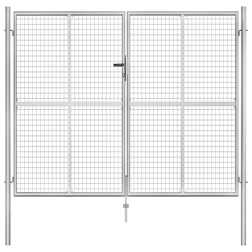 Poort 105x225 cm gegalvaniseerd staal zilverkleurig