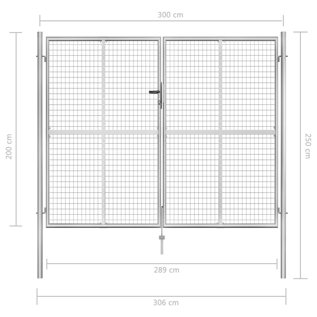 Poort 105x225 cm gegalvaniseerd staal zilverkleurig