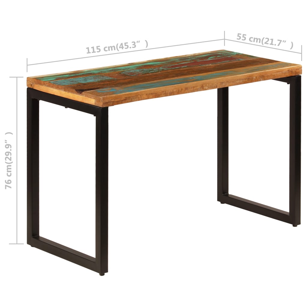 Eettafel/bureau met stalen poten massief sheeshamhout