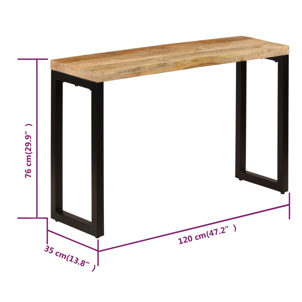 Wandtafel 120x35x76 cm massief mangohout en staal