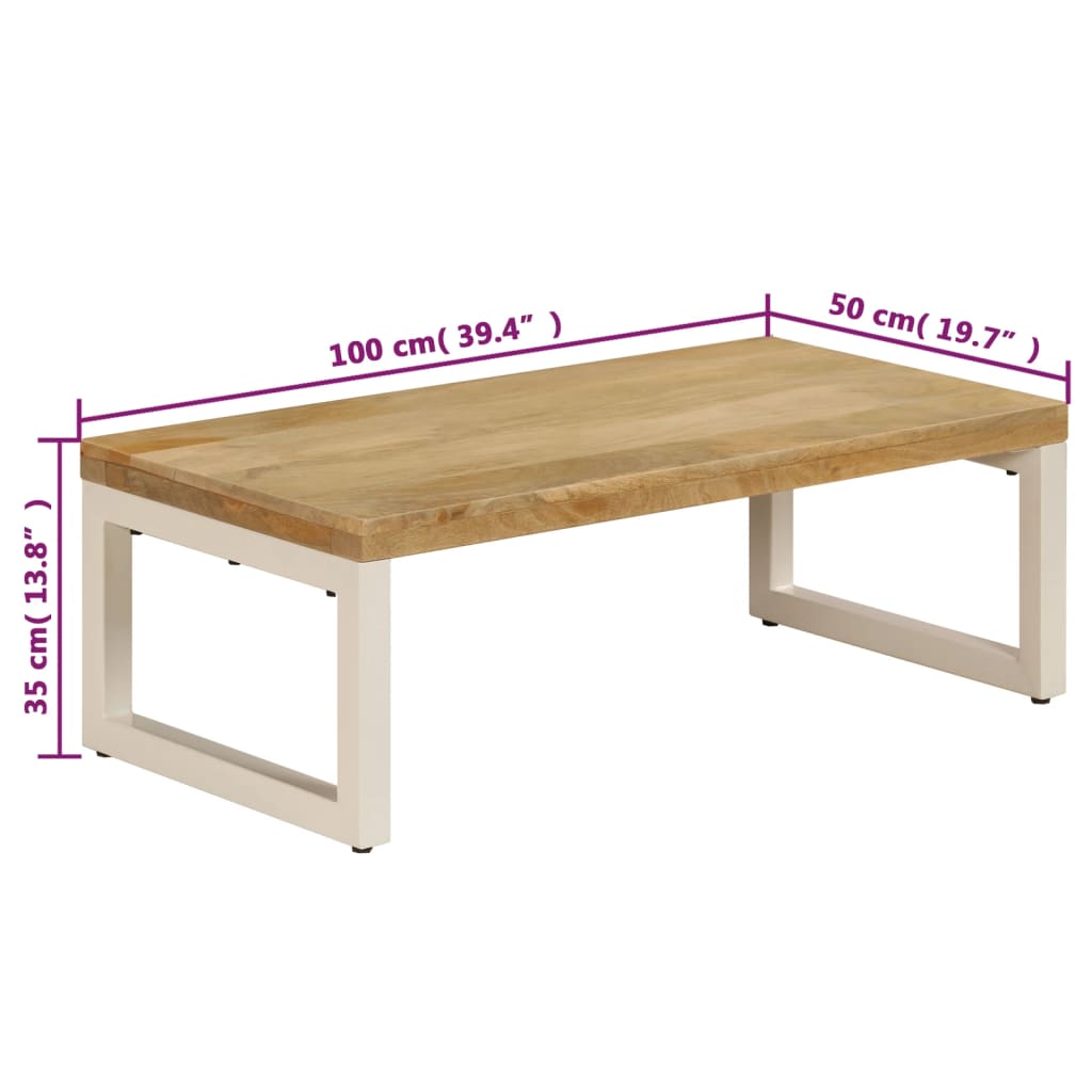 Salontafel 100x50x35 cm massief mangohout en staal