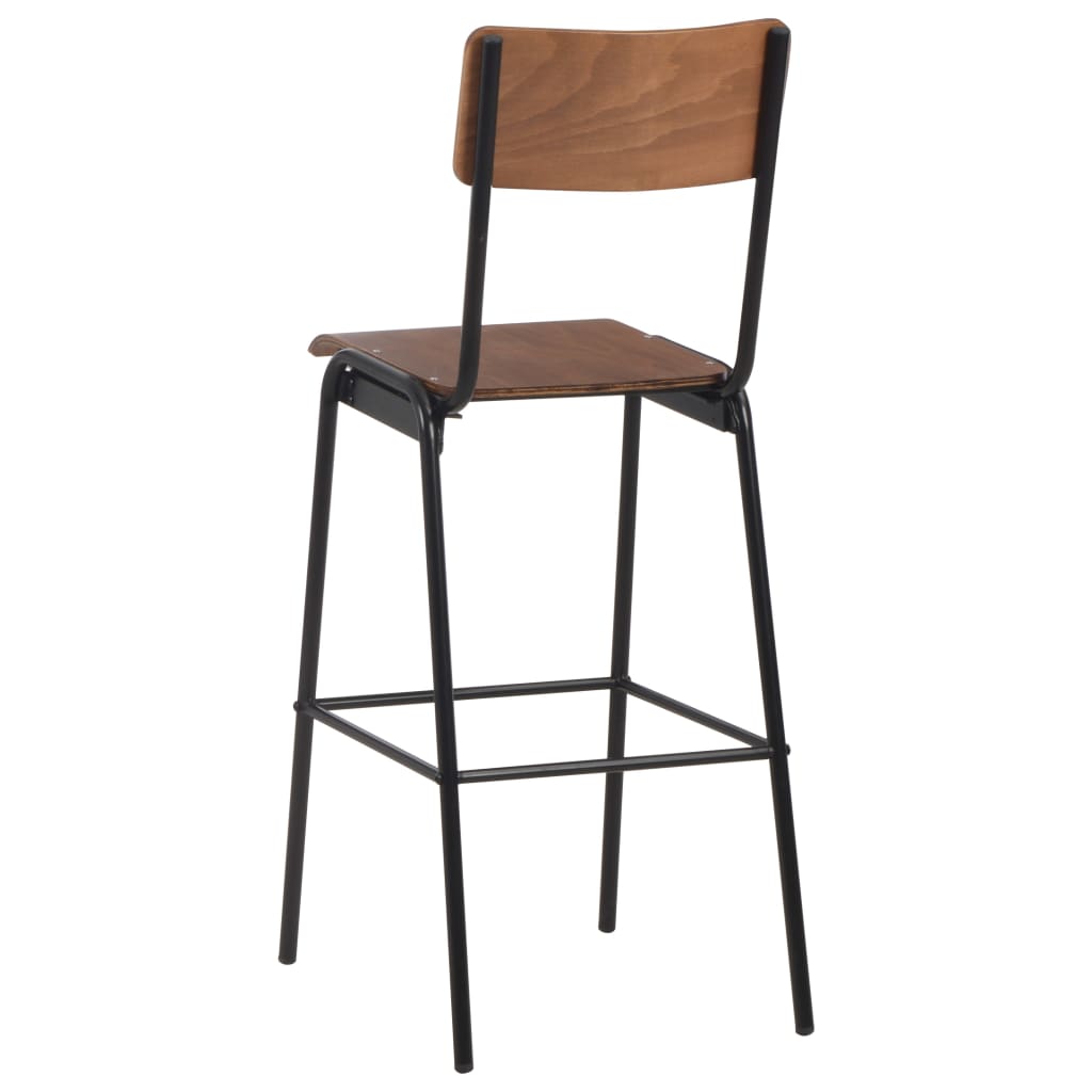 Barstoelen 4 st massief multiplex staal